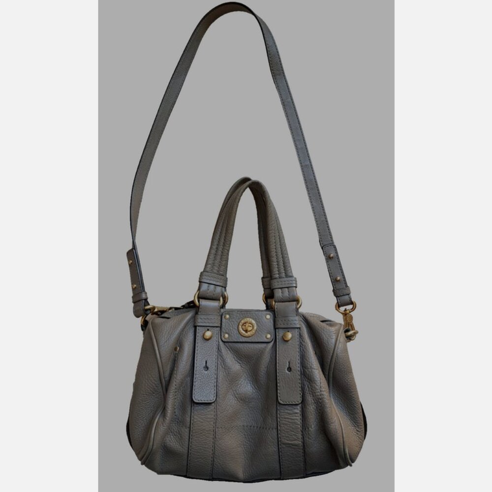 Marc Jacobs Taupe Gray Brown Cow Leather Purse Crossbody Satchel